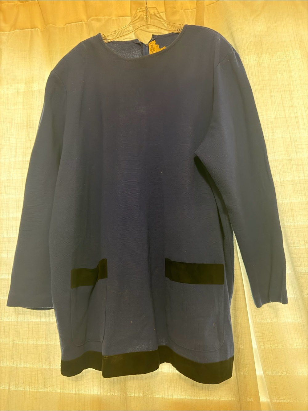 Outlander Women's Navy Blue Long-Sleeve Sweater Knit with Black Trim Plus Size